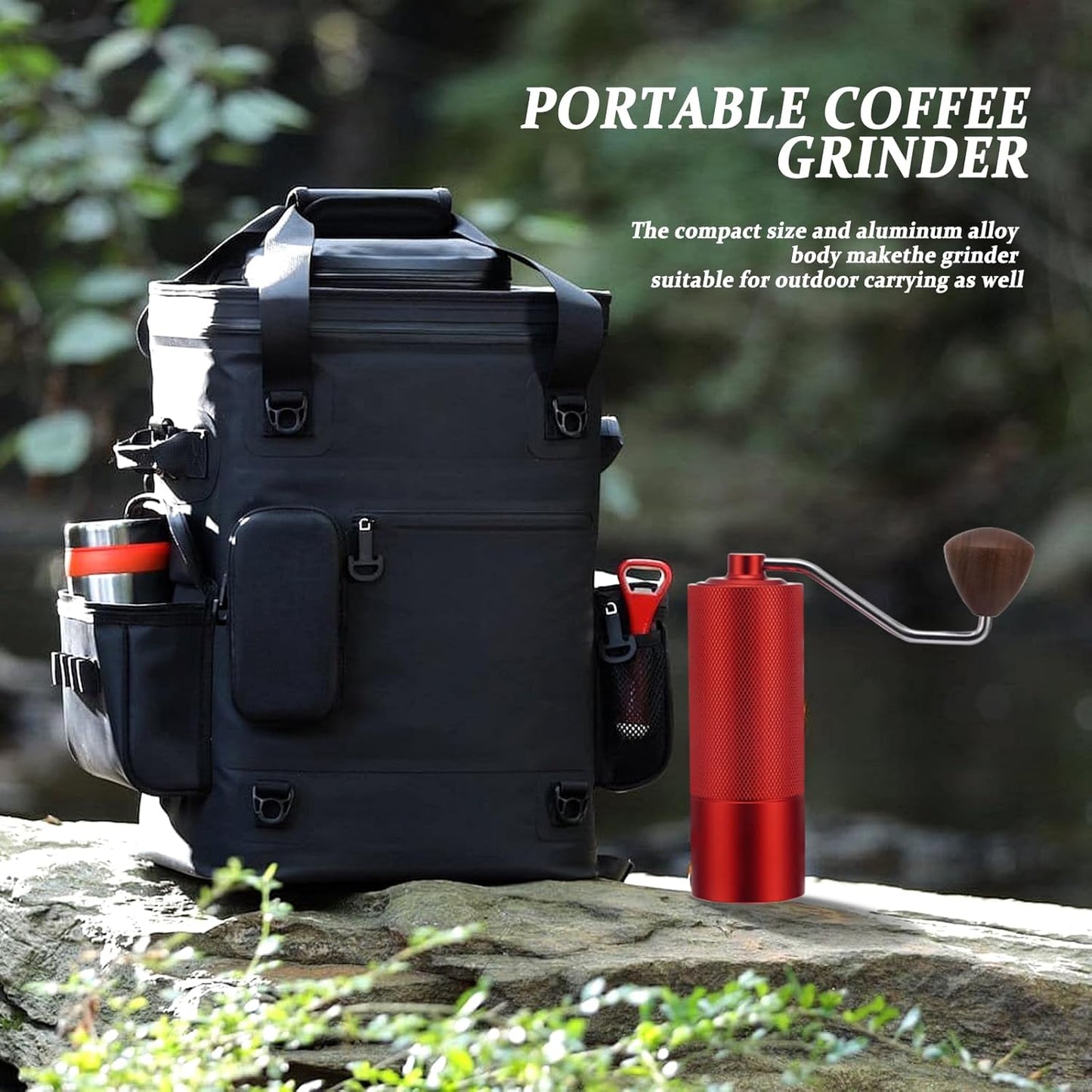 Molinillo de Café Pro Rojo Manual Ajustable con Muelas de Acero 35 g