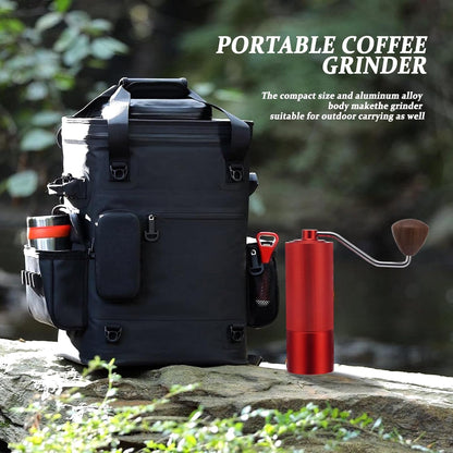 Molinillo de Café Pro Rojo Manual Ajustable con Muelas de Acero 35 g