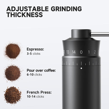 Molino de Café Negro Profesional Ajustable Acero Inoxidable