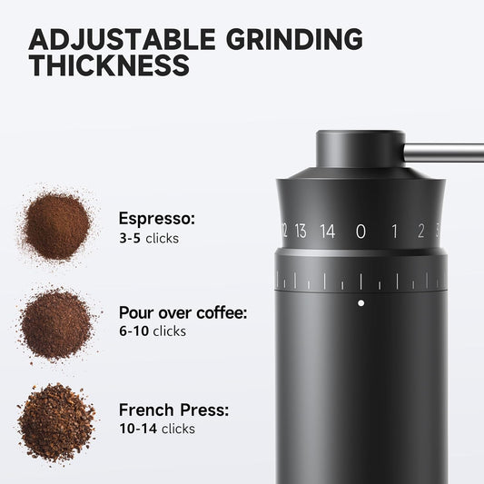 Molino de Café Negro Profesional Ajustable Acero Inoxidable