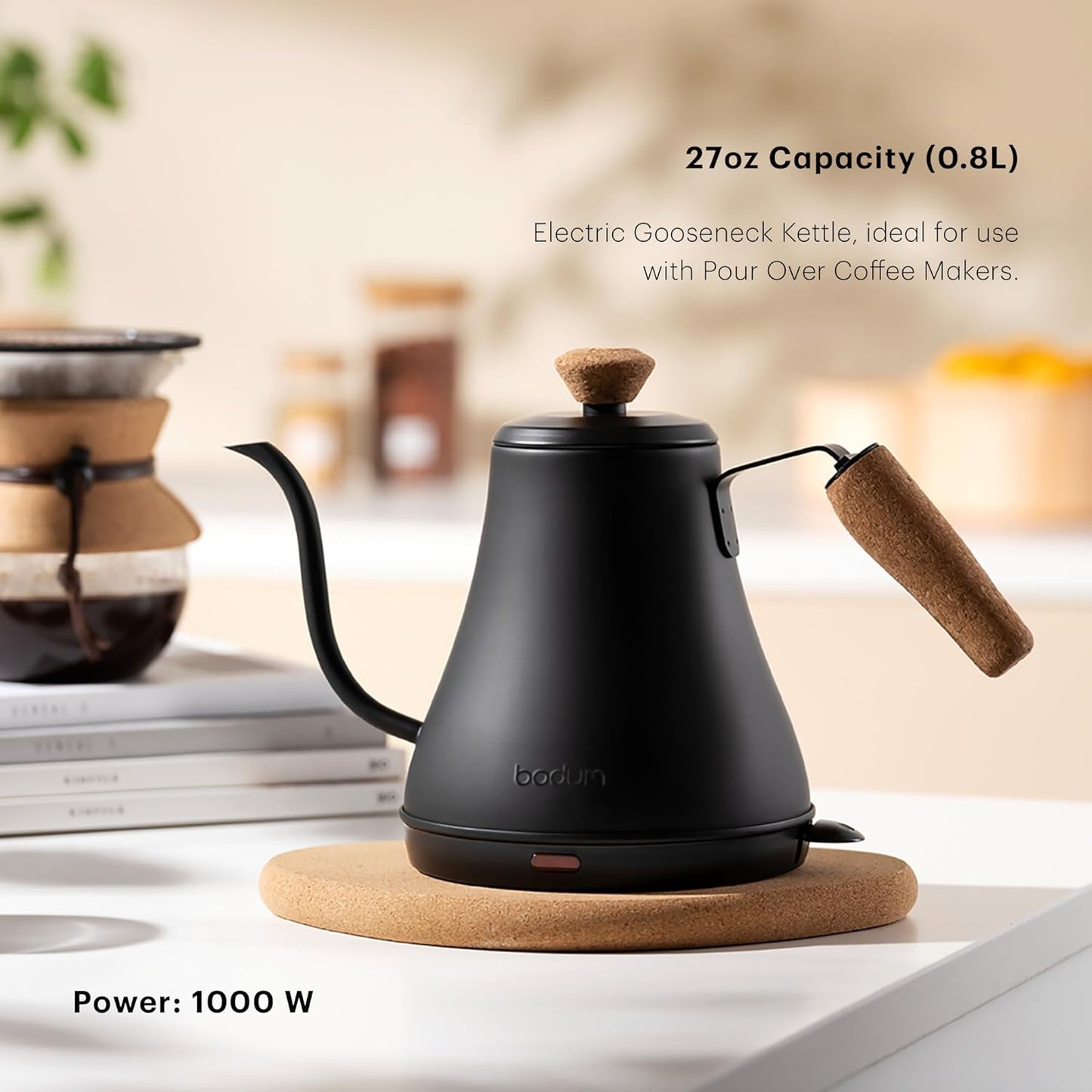 Hervidor de agua eléctrico Bodum Negro Bistro cuello de cisne