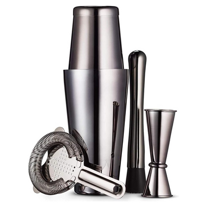 Juego Coctelero Completo Color Plata para Barman en Acero Inoxidable