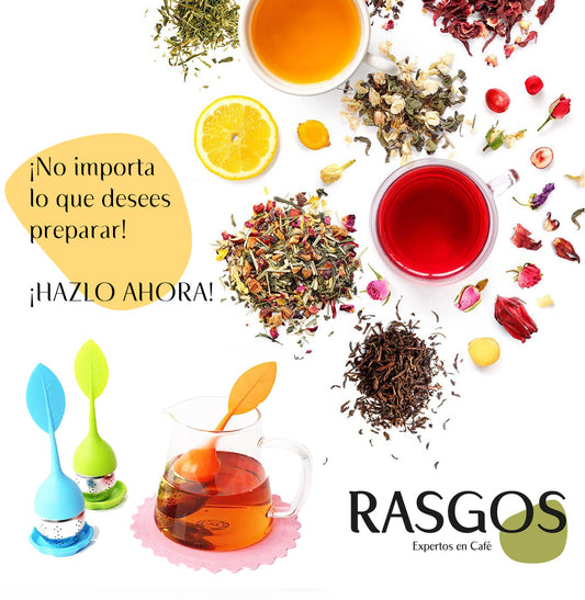 Infusor de Té Hoja Rosa en Silicona y Acero Inoxidable