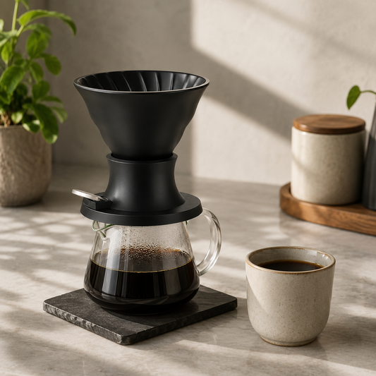 Cafetera Dripper V60 Tipo Hario Switch en Ceramica Negra 02