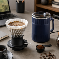 Kit de Cafe Filtrado con Molino Electrico Metodo Tipo HARIO Switch V60 en Vidrio
