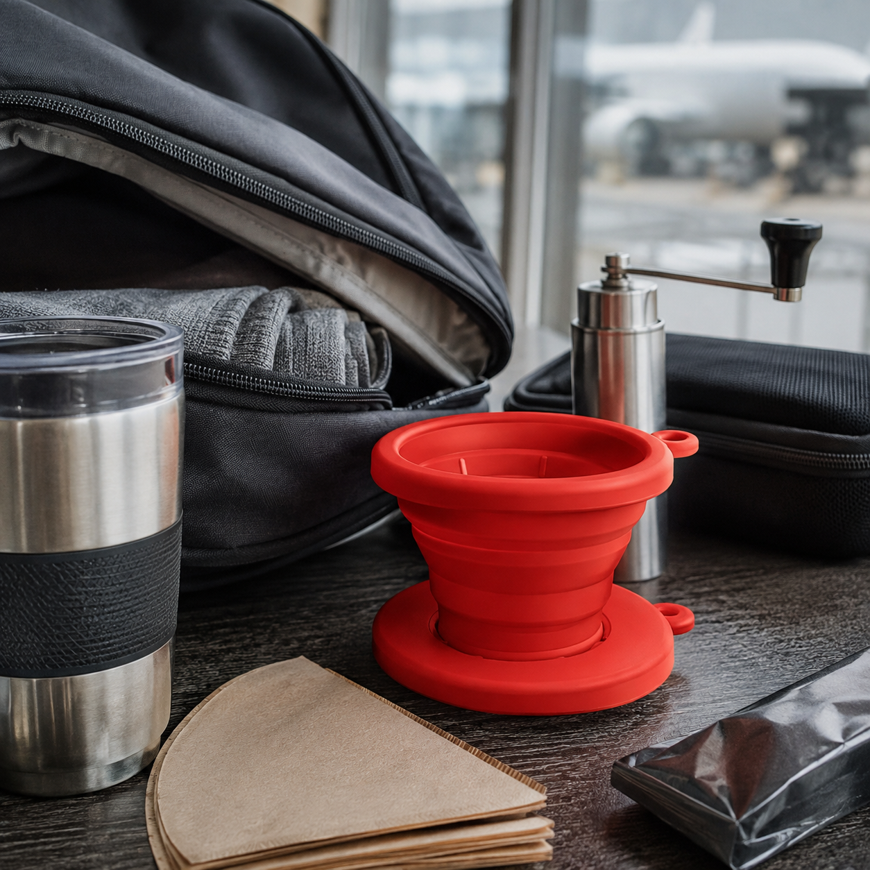Dripper V60 Plegable de Cafe Tipo Origami Kalita y Timemore B75 para Viaje