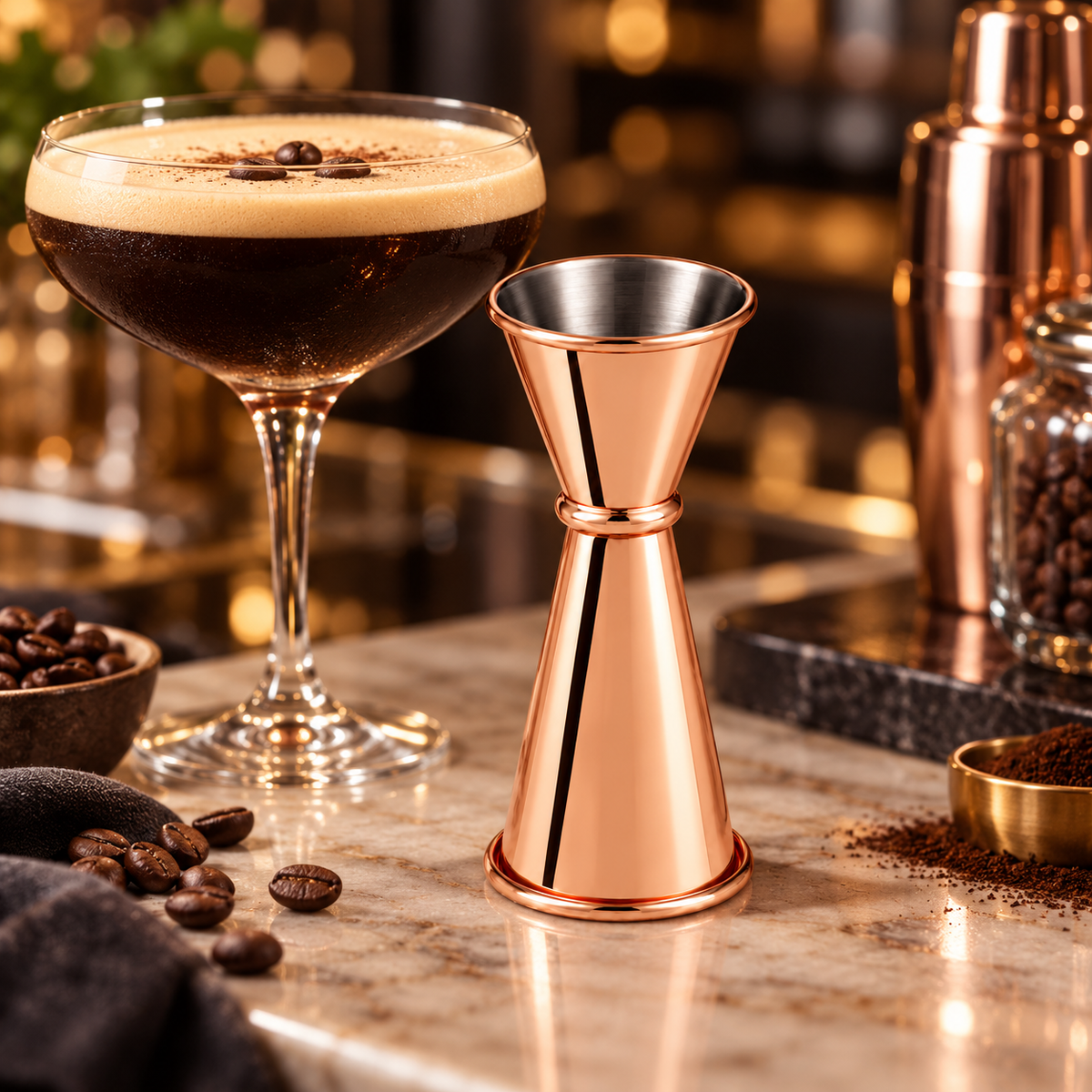 Jigger Medidor de Coctel Doble Oro Rosa