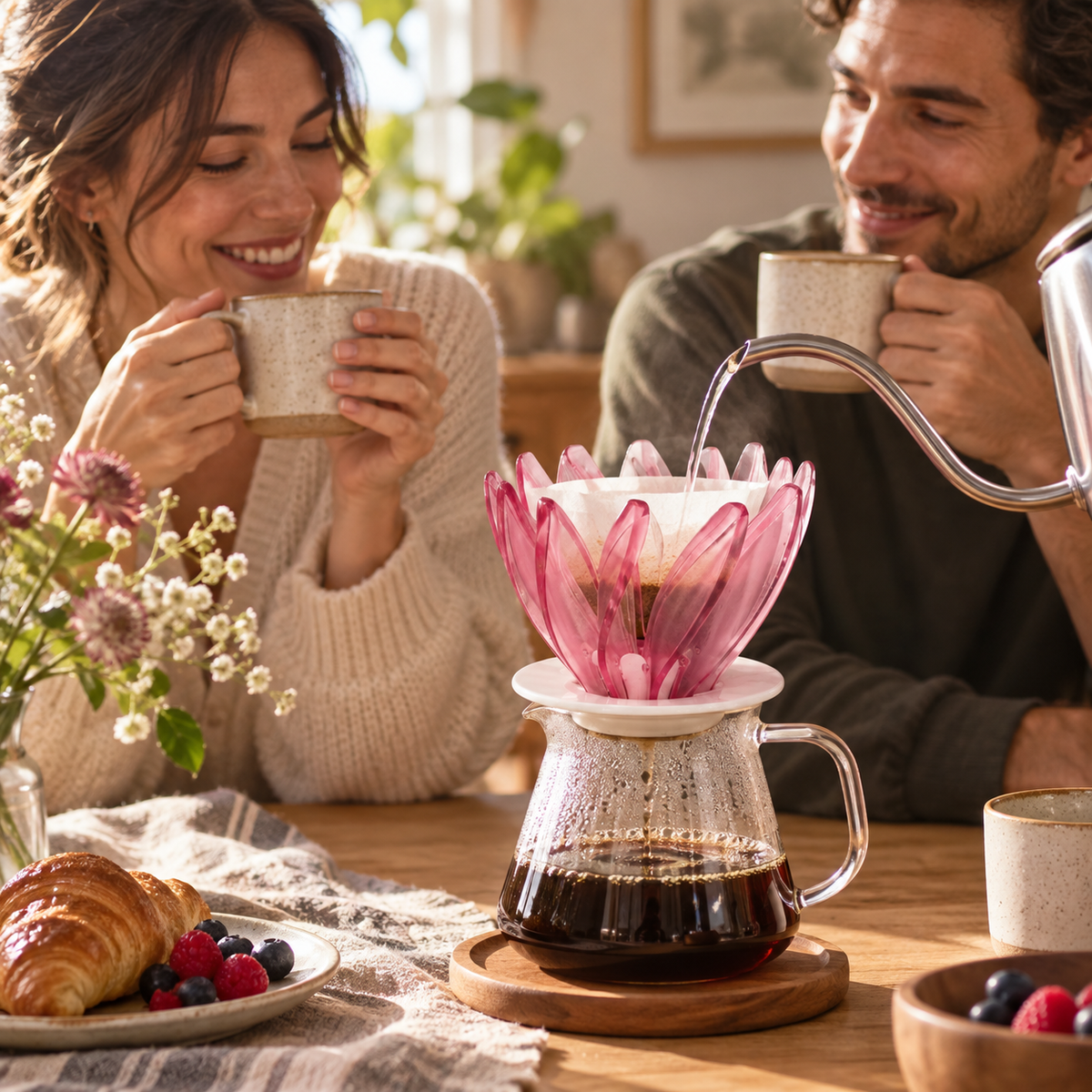 Metodo Tipo HARIO Suiren V60 02 Rosado Flor de Loto para Cafe Filtrado