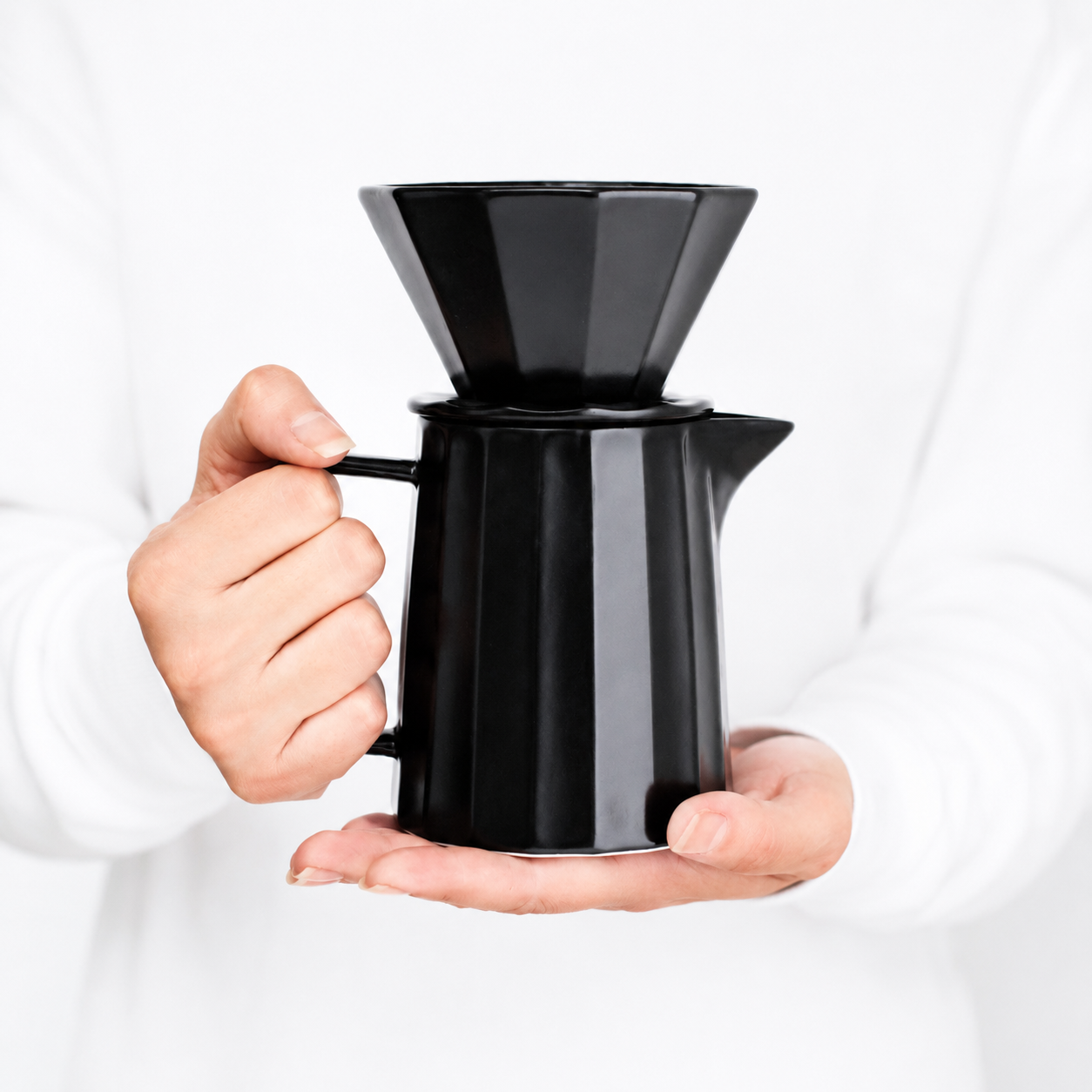 Kit Dripper Goteo Black Diamante | Cafetera Metodo V60 Ceramica con Server con Punta Fina