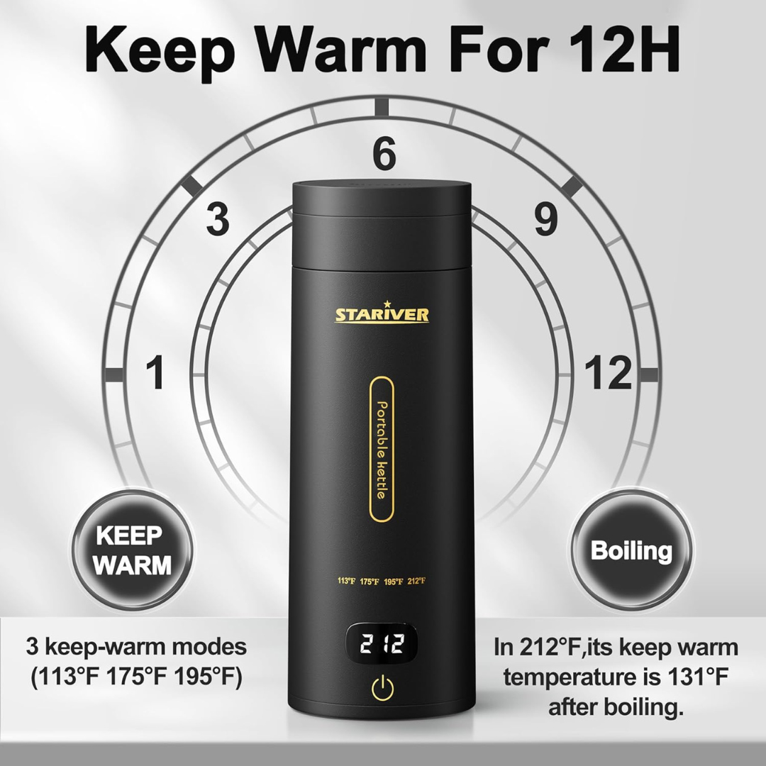 Hervidor Portatil Electeico Viajero Negro Stariver 380ml