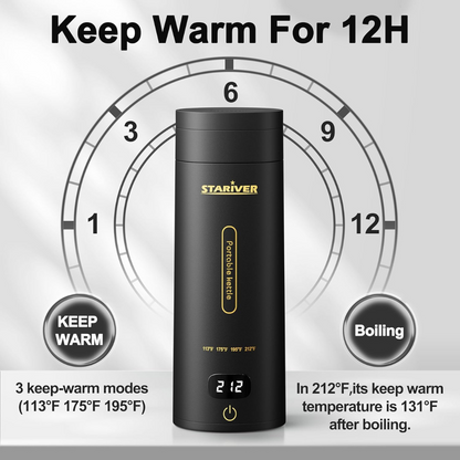 Hervidor Portatil Electeico Viajero Negro Stariver 380ml