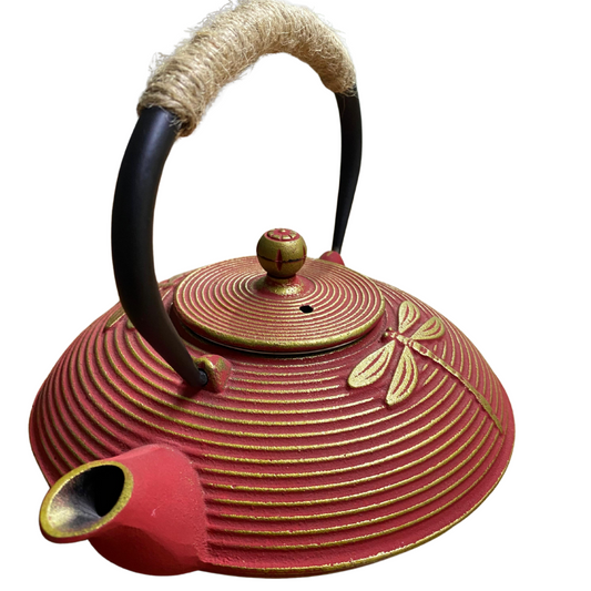 Tetera de Hierro con Infusor en Acero Inoxidable Roja Estilo Japonés 750ml