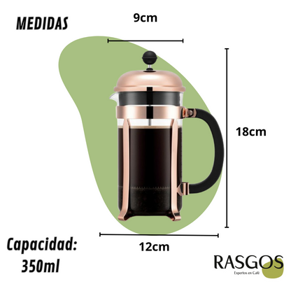 Cafetera de Embolo Prensa Francesa Bronce Disponible 350ml-600ml-800ml