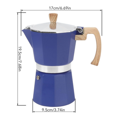 Cafetera Moka Italiana de Aluminio Azul Rey 300 ml 6 Tazas