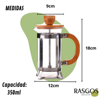 Cafetera Prensa Francesa Bambu 350ml-600ml-800ml