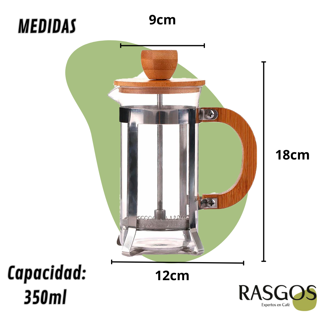 Cafetera Prensa Francesa Bambu 350ml-600ml-800ml