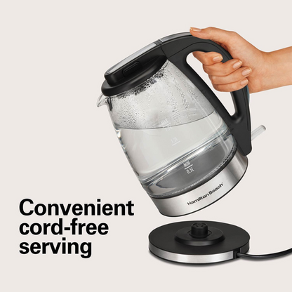 Tetera Eléctrica Hamilton Beach 1.8 L Profesional para el Hogar, Oficina y Catas de Café