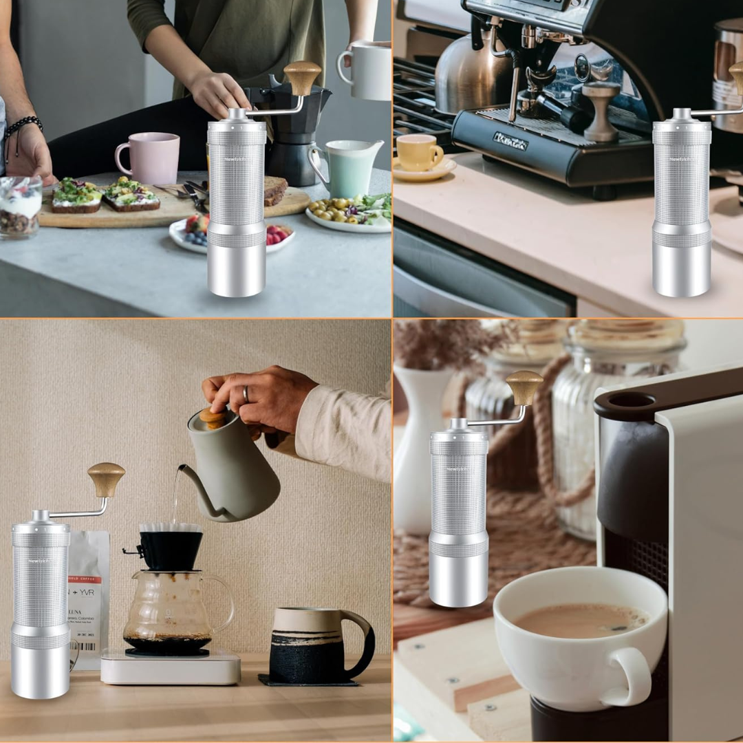 Moledor para Café Profesional Plateado NewlukPro Ajustable Exterior de Exactitud