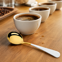 Cuchara Dorada para Catacion de Cafe con Mango Blanco