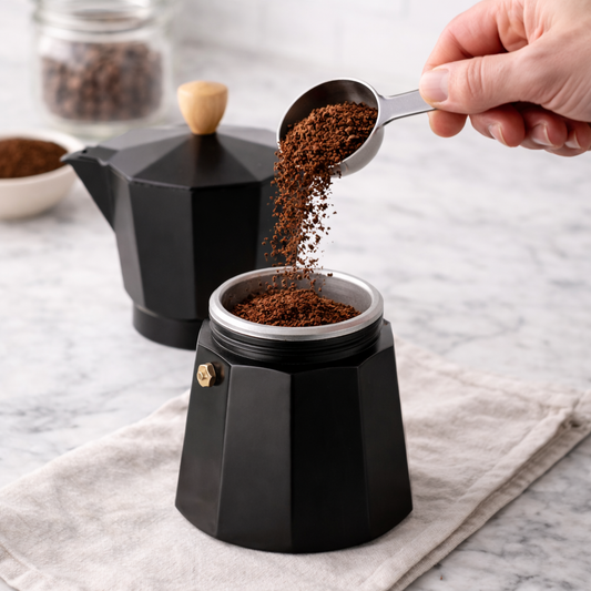 Cafetera Italiana 9 tazas Negra Mango Madera