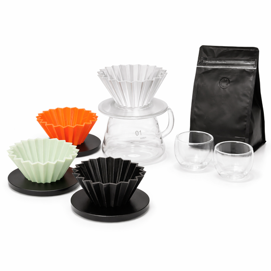 Kit Cafetera Origami 02 + Server 01 + Cafe Especial + Vaso Doble Fondo x2 + Filtros