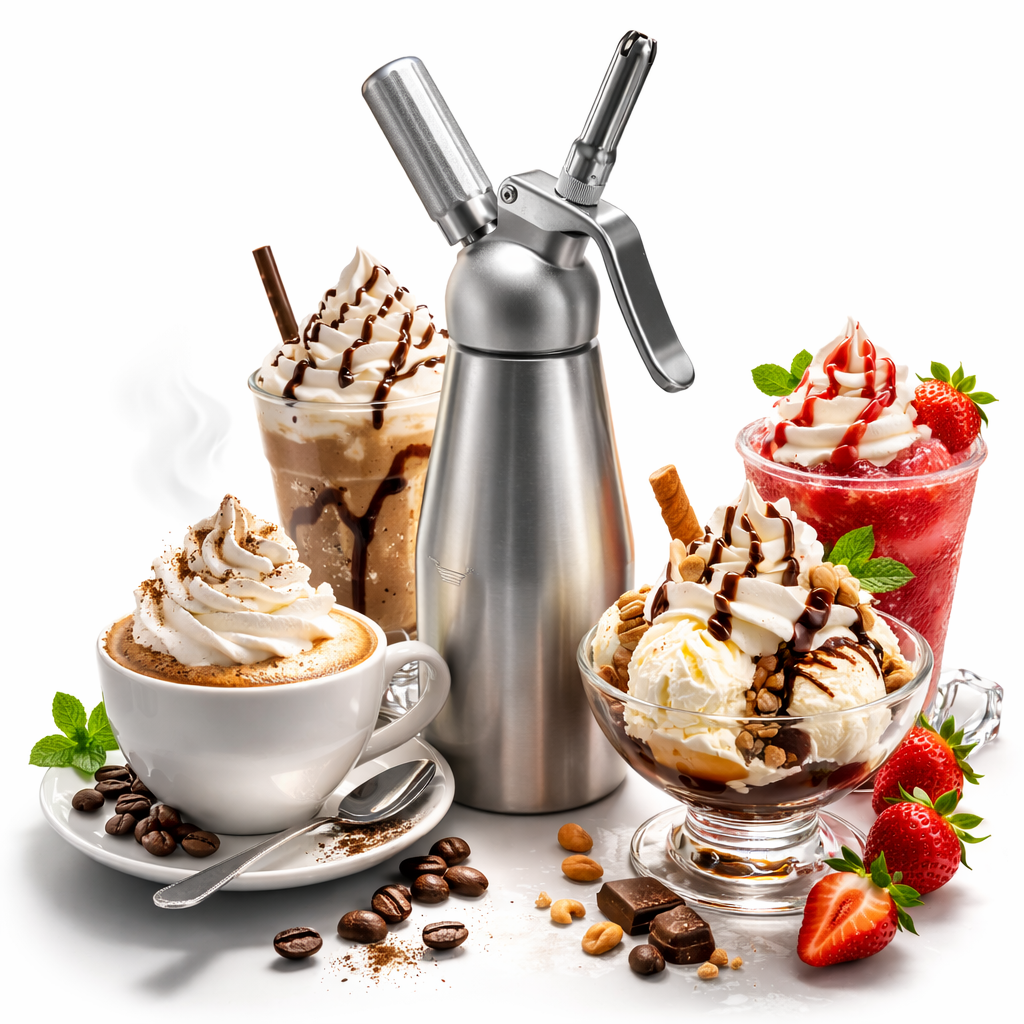 Sifon Dispensador Crema Chantilly 1 Litro en Acero Inoxidable