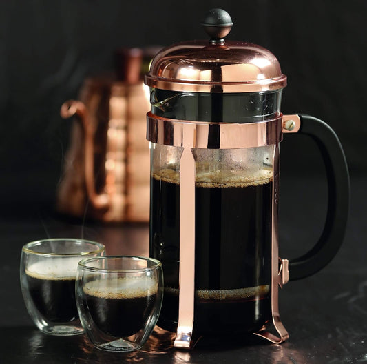 Kit de Preparacion de Café para Regalar | Prensa Oro Rosa 350ml + Café Insignia 250g + Molino + Cuchara + Mensaje Personalizado