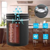 Recipiente para guardar cafe Negro Hermetico sin Entrada de Luz 750g con Cuchara