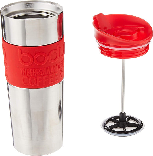 Termo Prensa Bodum Roja de Acero Inoxidable 450ml Práctica y Resistente