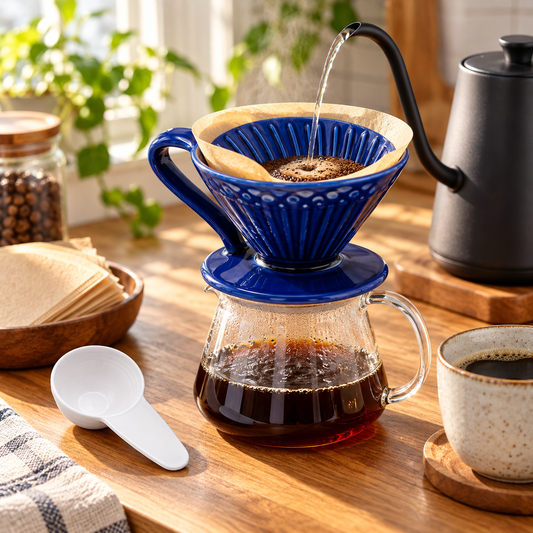 Kit V60 Ceramica Azul 02 con Cuchara Medidora