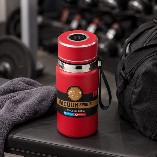 Termo Digital Rojo 600 ml con Medidor de Temperatura | Conserva Frio y Calor hasta 12 Horas