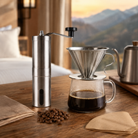 Kit Cafe Viajero Cafetera Dripper V60 con Molino Manual de Acero