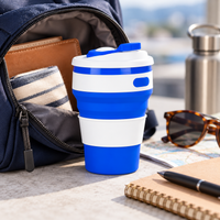 Vaso Plegable de Silicona 350 ml con Tapa Reutilizable y Portatil