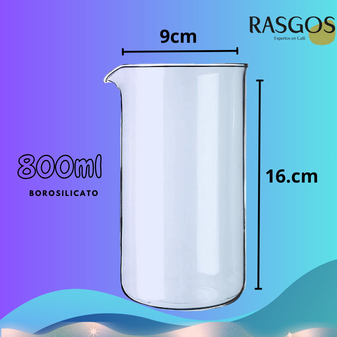 Vaso de Borosilicato para Repuesto de Prensa Francesa 800ml