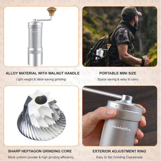 Moledor para Café Profesional Plateado NewlukPro Ajustable Exterior de Exactitud