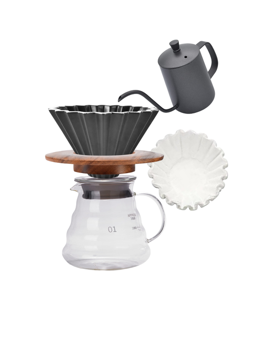 Kit Cafe Origami V60 Calentador Cuello Cisne Server