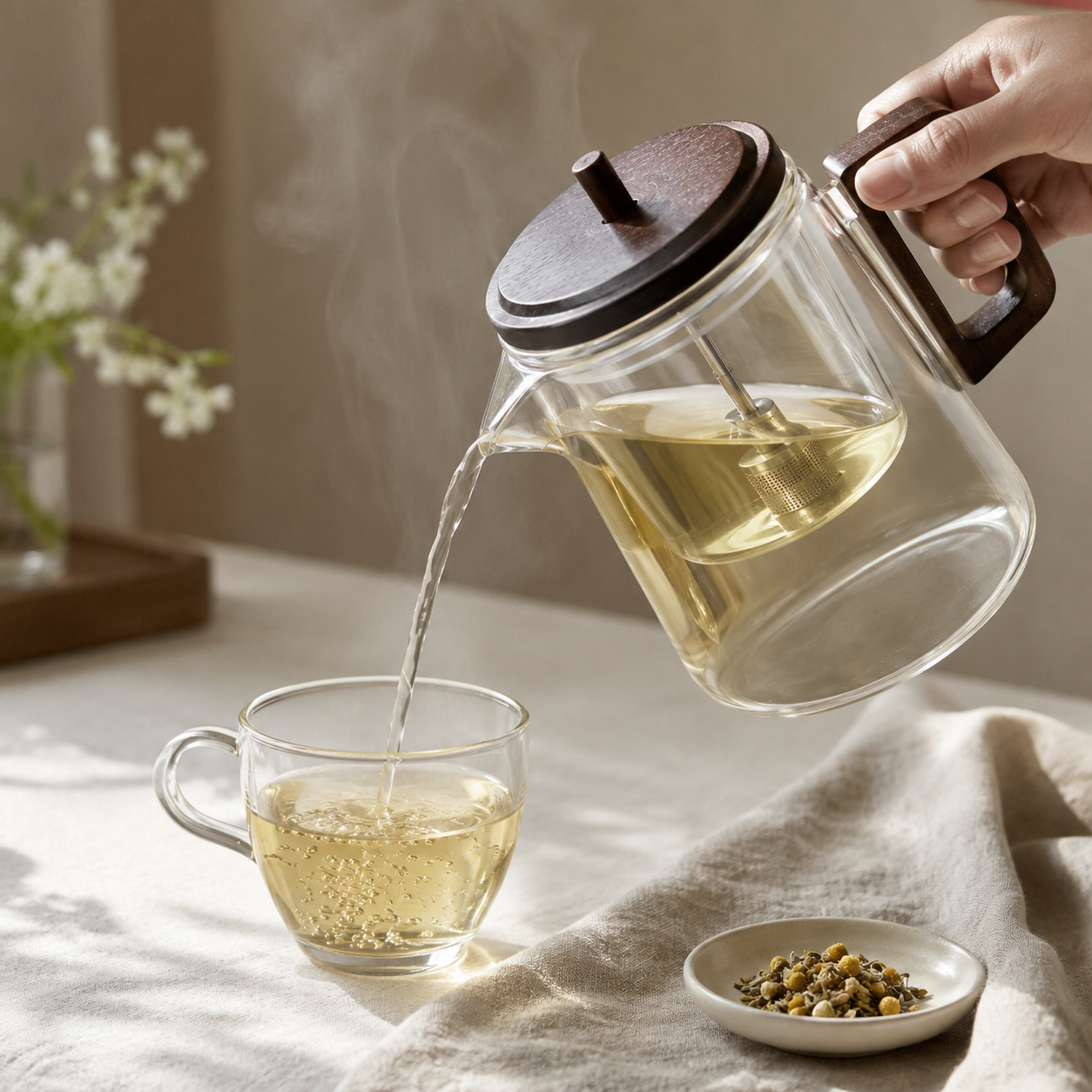Tetera de Vidrio con Infusor para Te y Aromaticas 750ml