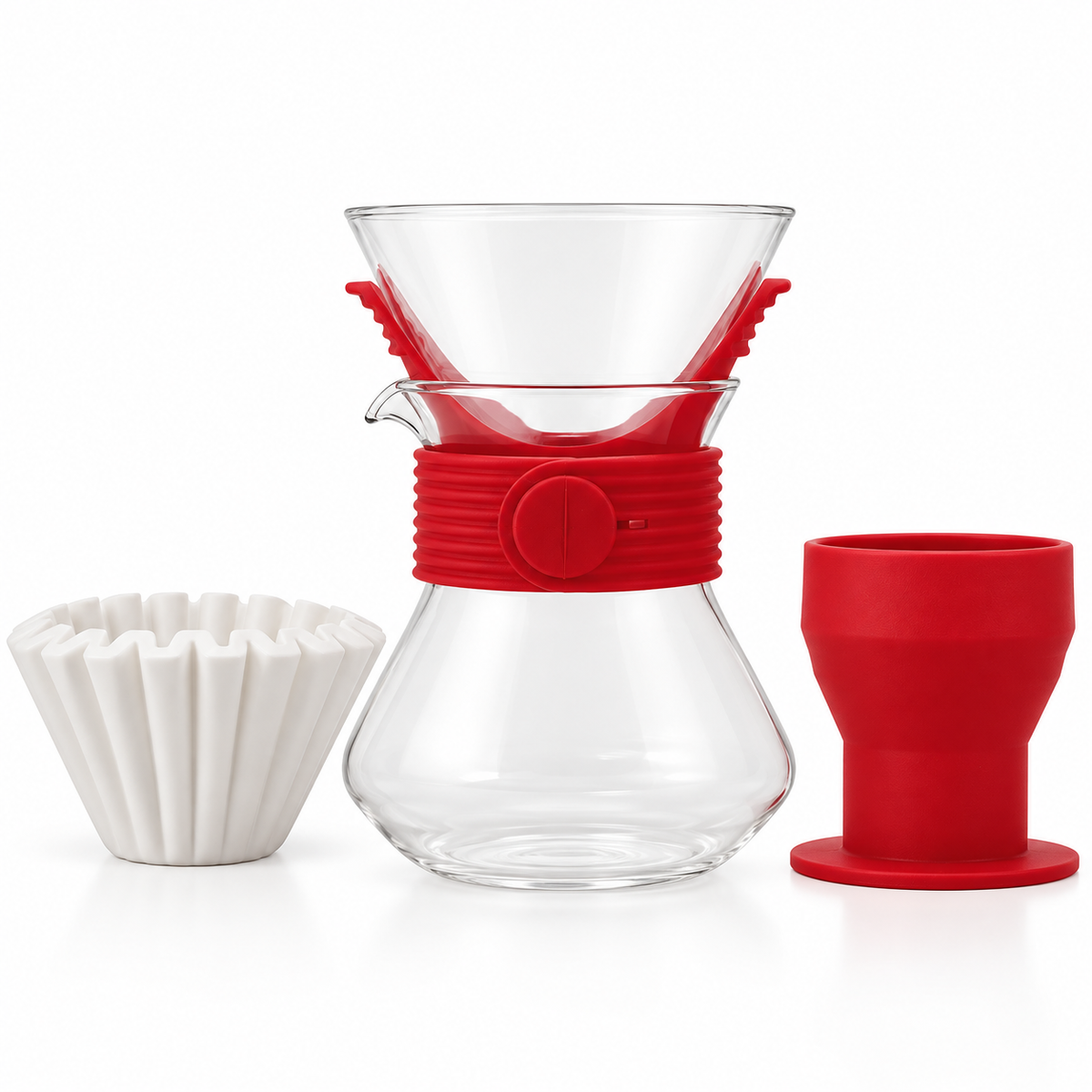 Kit Cafe Metodo Kalita Wave con Server y Filtros Color Rojo