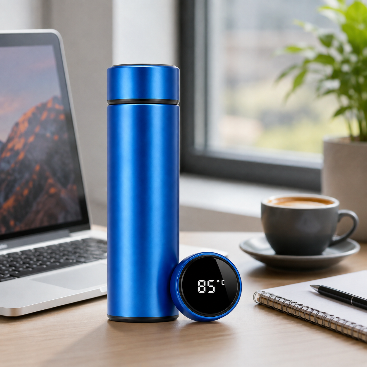Termo Digital Azul 500 ml con Indicador de Temperatura