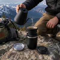 Kit Cafetero Dripper Tipo Kalita Viajero Plegable con Termo Elegante y Cafe Especial Tueste Medio