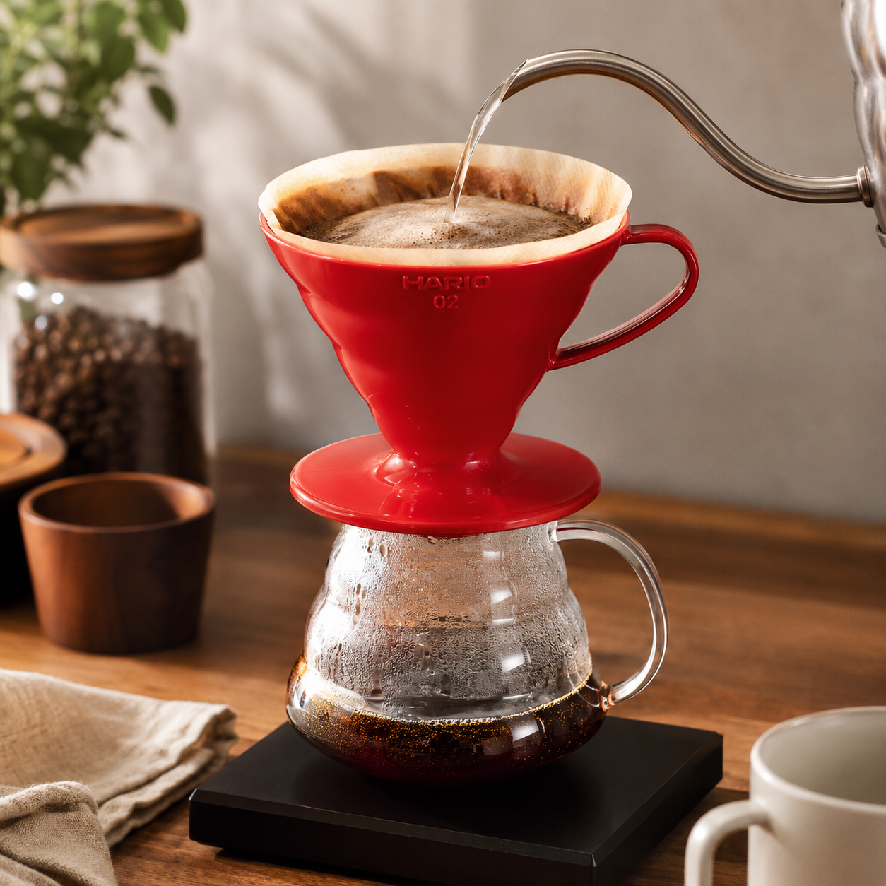 Cafetera Goteo Hario Metodo V60 02 Rojo Plastico Original