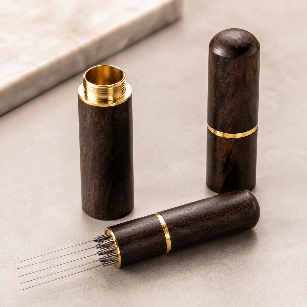 Distribuidor WDT de Madera con 6 Agujas para Cafe Maquina Espresso