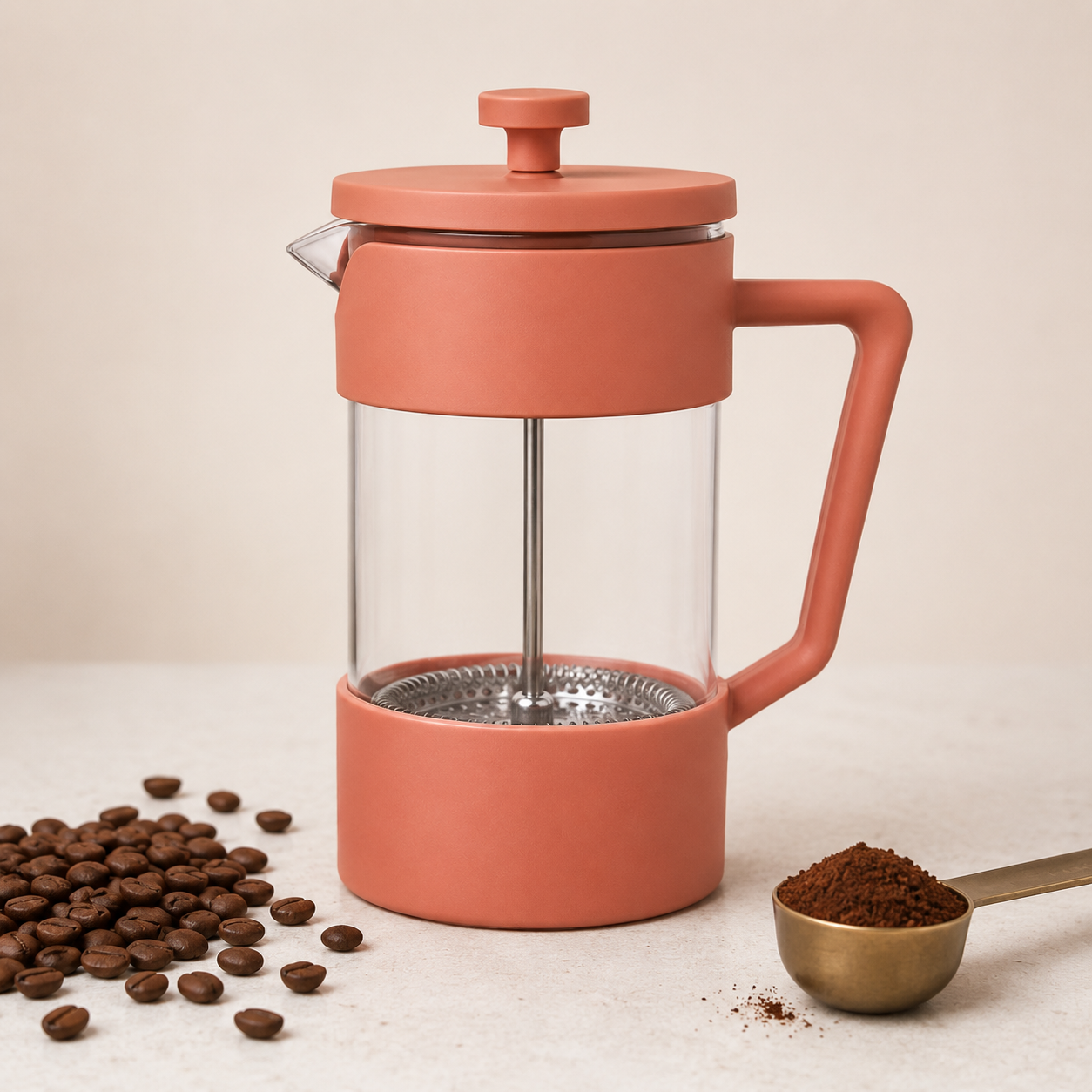 Cafetera Metodo Prensa Francesa Rosa Terracota 600ml y 1 Litro