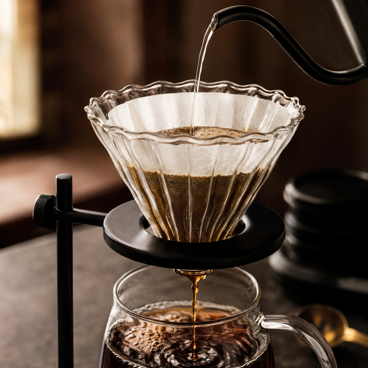 Cafetera Dripper Metodo V60 de Vidrio Borosilicato Transparente 02 para Cafe Filtrado