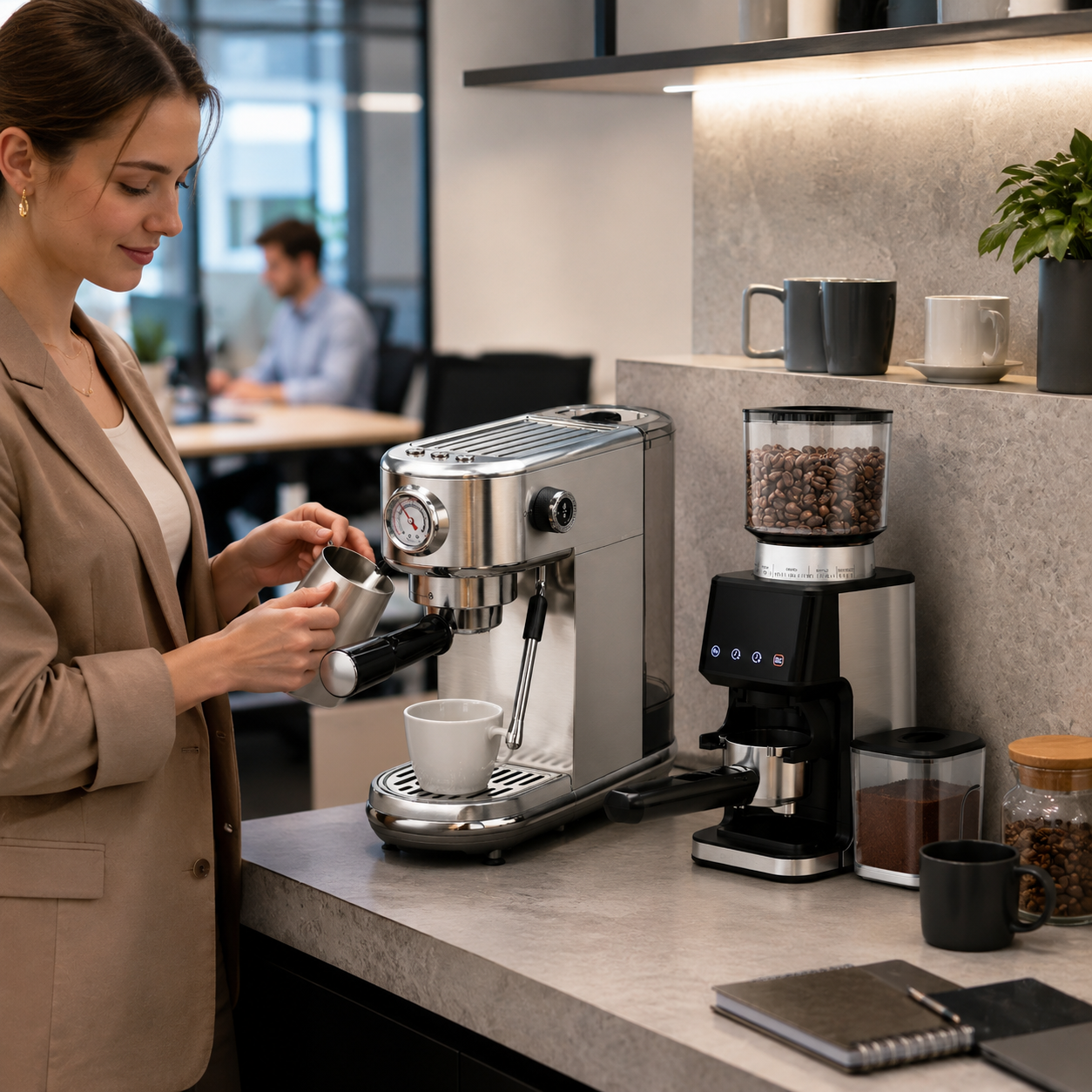 Estacion de Cafe para el Hogar y la Oficina con Maquina Espresso con Molino Incorporado SHARDOR