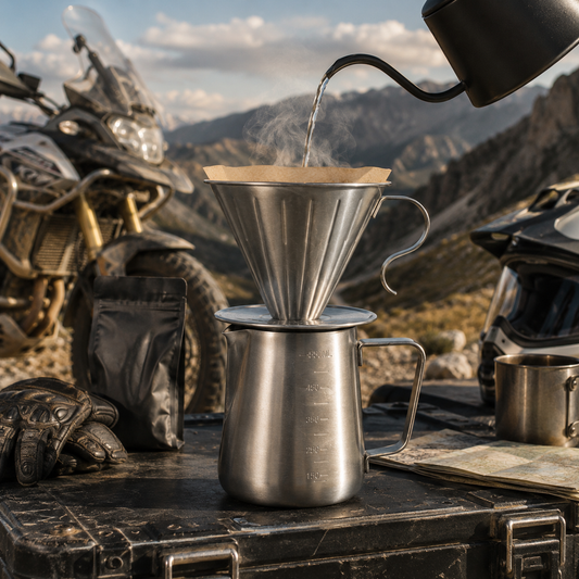 Kit Cafetera Tipo V60 en Acero Inoxidable + Jarra Server Resistente | Ideal para Viajar