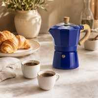 Cafetera Italiana Moka 6 Tazas Azul – Cafe Intenso Tipo Espresso