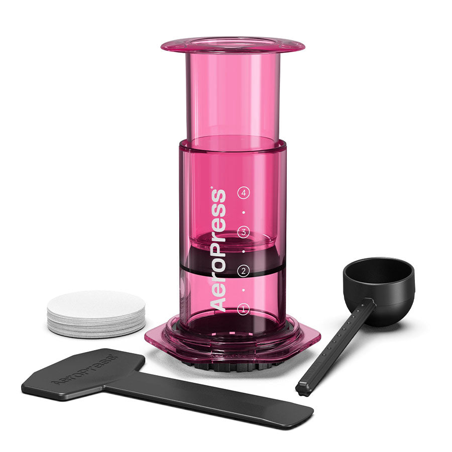 AeroPress Clear Rosa Original 4 tazas Embolo a Presion