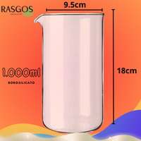 Vaso de Vidrio Borosilicato Repuesto Prensa Francesa 1000ml