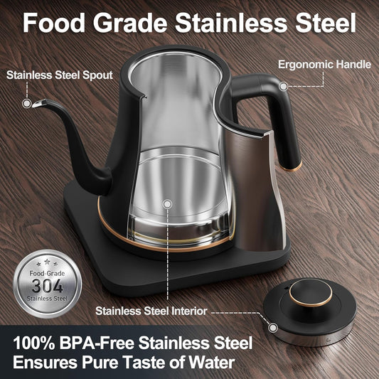 Tetera Negra Calentador Eléctrico Cuello De Cisne Stariver 1200ml